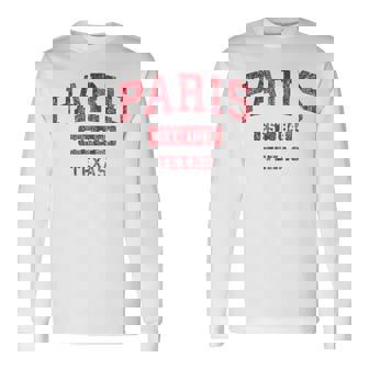 Paris Texas Tx ビンテージスポーツデザイン レッドデザイン 長袖Tシャツ - Kawaiitshirt