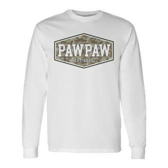Pawpaw Est 2026 First Grandpa Fathers Day New Pawpaw Camo Long Sleeve T-Shirt | Seseable UK