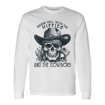 Raisin' Hell With The Hippies And The Cowboys Country Long Sleeve T-Shirt - Thegiftio UK