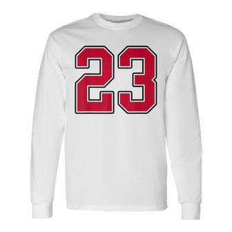 Red And Black Number 23 Jersey Player Uniform 23 Long Sleeve T-Shirt - Thegiftio