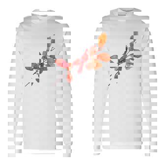 Red Cardinal Bird Autumn Watercolor Art Long Sleeve T-Shirt | Mazezy