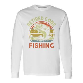 Retired Gone Fishing Grandpa Fishing Retirement Long Sleeve T-Shirt - Thegiftio UK