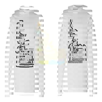 Retro Idaho Mountains Nature Art Long Sleeve T-Shirt | Mazezy