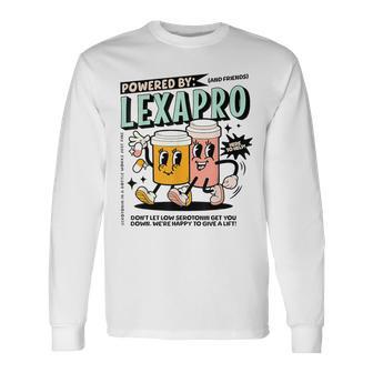Retro Powered By Lexapro Mental Health Dark Humor Outfit Long Sleeve T-Shirt - Monsterry