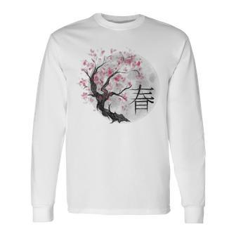 Sakura Tree Fleur De Cerisier Japonais T-shirt à manches longues - Cadeauxyz