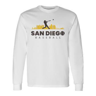 San Diego Baseball Vintage Minimalist Retro Baseball Lover Long Sleeve T-Shirt - Thegiftio UK