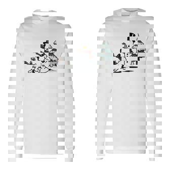 Snowman Chasing French Bulldog Christmas Long Sleeve T-Shirt - Seseable