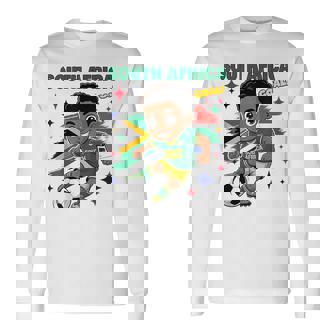 South Africa Kid Goal Cartoon South Africa Flag For Kids Long Sleeve T-Shirt | Mazezy