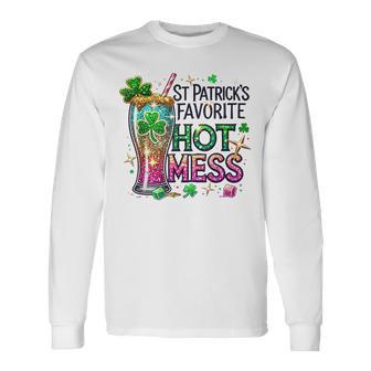 St Patrick’S Favorite Hot Mess Irish Drink Luckiest Long Sleeve T-Shirt - Monsterry