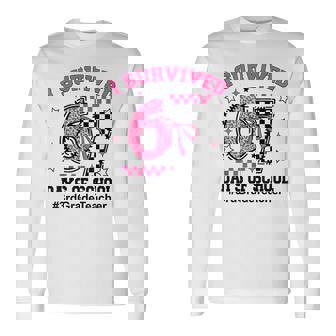 I Survived 67 Days Leopard Checkered 6 7 3rd Grade Teacher Long Sleeve T-Shirt | Mazezy