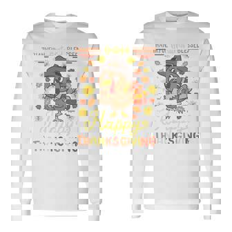 Thankful Grateful Blessed Turkey Gobble Happy Thanksgiving Tri-Blend Long Sleeve T-Shirt - Monsterry