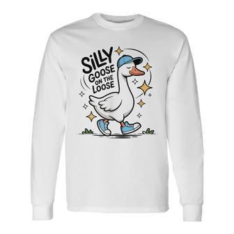 Toddler Boys Silly Goose On The Loose Pun Little Boy Long Sleeve T-Shirt - Thegiftio UK