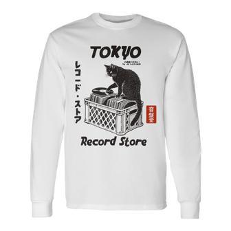 Tokyo Recordtore Cat Musiqueinyle Japonaise Anime T-shirt à manches longues - Cadeauxyz