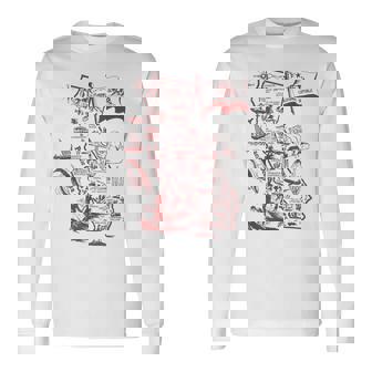 Trendy California Republic Landmarks Map Outlineintage 長袖Tシャツ - Kawaiitshirt