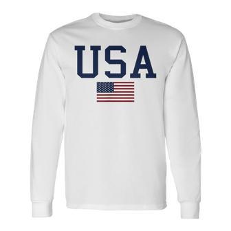 Usa Drapeau Américain 4 Juillet Amérique Patriotique Usa T-shirt à manches longues - Cadeauxyz