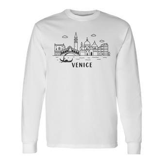 Venice Italy Skyline Graphic Travel Venezia Italia Souvenir Long Sleeve T-Shirt | Mazezy