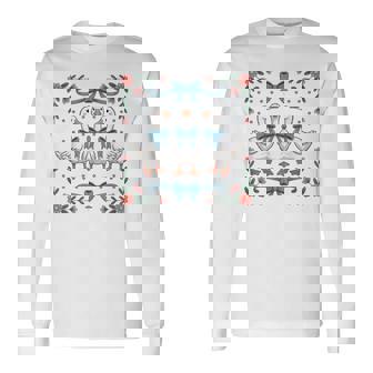 Vintage Country Geese And Flowers Bows 80S 90S Style Goose Long Sleeve T-Shirt - Monsterry