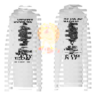 Wait Your Turn Fat Boy Turkey And Santa Sign Long Sleeve T-Shirt - Monsterry