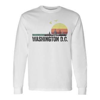 Washington Dc Souvenir Capitol Hill Skyline Monuments Long Sleeve T-Shirt - Thegiftio UK