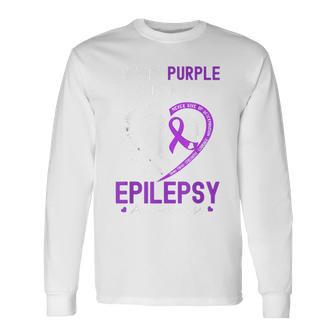 I Wear Purple For Me Epilepsy Awareness Month Heart Warrior Long Sleeve T-Shirt - Thegiftio UK
