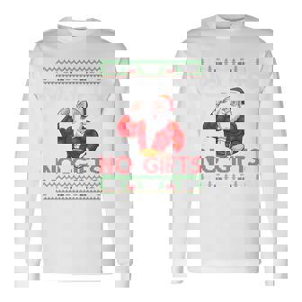 Weightlifting Workout Gym Santa Christmas Ugly Sweater Xmas Tri-Blend Long Sleeve T-Shirt - Monsterry