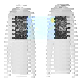 【バックプリント・背中側】ゴッホ／星月夜【世界の名画】高精細画質 フィンセント・ファン・ゴッホ 美術館アート 長袖Tシャツ - Kawaiitshirt