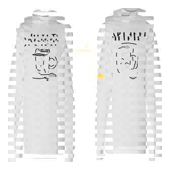 お茶をこぼす 友情 お茶好きの人 かわいい かわいい 湯呑み パーティー 長袖Tシャツ - Kawaiitshirt