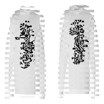 かわいいタツノオトシゴ ポリネシア トライバル マオリ柄 タツノオトシゴ 長袖tシャツ 長袖Tシャツ - Kawaiitshirt