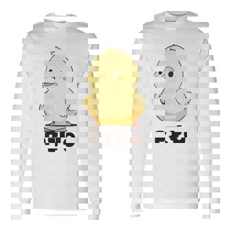 ひよこ 雛 鶏 鳥 Piyo ピヨ チキン 動物 ネタ おもしろ 面白い お笑い かわいい ワンポイント デザイン 長袖Tシャツ - Kawaiitshirt