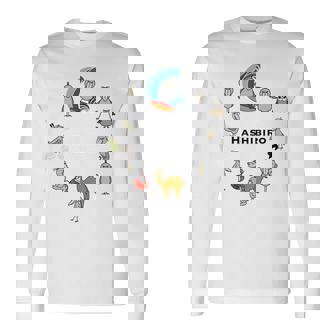 みんな大好きハシビロコウ 動かない鳥 はしび郎クラブtシャツ 絵しりとり遊び どうぶつ Zoo 長袖tシャツ 長袖Tシャツ - Kawaiitshirt