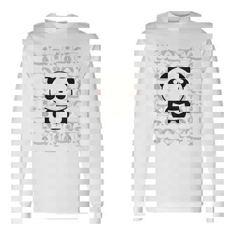 やさしく目立つパンダ ほっこり癒しのパンダイラスト 長袖Tシャツ - Kawaiitshirt
