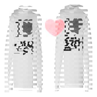 アイ ラブ イカ 韓国語 長袖Tシャツ - Kawaiitshirt