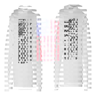 アメリカ国旗 メンズ レディース キッズ アメリカ国旗 愛国的なグランジ 長袖Tシャツ - Kawaiitshirt