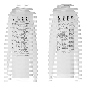 ウクレレ楽器 ウケ ヴィンテージ 特許 図面 プリント 長袖Tシャツ - Kawaiitshirt