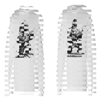 エレキギター ゴリラロックプレーヤー おもしろギフト グラフィック 長袖Tシャツ - Kawaiitshirt