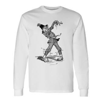 オズの土地 ビンテージアート ハロウィーン オズの魔法使い かかし 長袖Tシャツ - Kawaiitshirt
