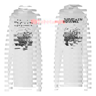 カバ ヴィンテージ シンプル ミニマリスト カバ グラフィック 長袖Tシャツ - Kawaiitshirt