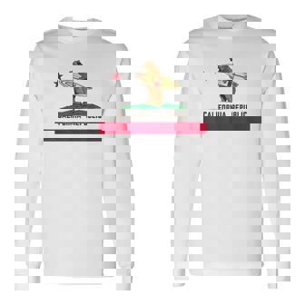 カリフォルニアシャツ、共和国旗カリフォルニアサーフィンベア 長袖Tシャツ - Kawaiitshirt