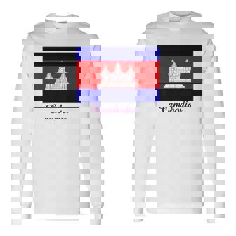 カンボジア カンボジア国旗 お土産 長袖Tシャツ - Kawaiitshirt