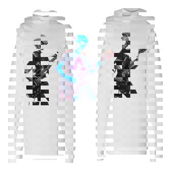 バックプリント ギタリスト エイリアン グラフィック ギター エイリアン ギタリスト 長袖Tシャツ - Kawaiitshirt