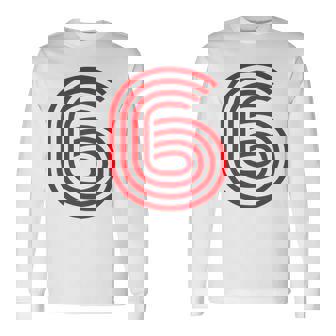 クールなレトロなレタリングジャージ、背番号6 6Eis 長袖Tシャツ - Kawaiitshirt