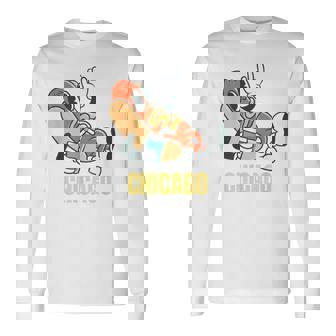 シカゴホットドッグ ストリートフード ホットドッグ マスタード付き 長袖Tシャツ - Kawaiitshirt