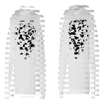 シックなハートプリントの牛柄。 長袖Tシャツ - Kawaiitshirt
