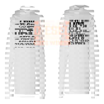 ディーゼルカフェインで走るトラック運転手 長袖tシャツ 長袖Tシャツ - Kawaiitshirt