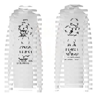 トイ プードル シルエット ラインアート 犬がいると人生はもっと楽しい デザイン 長袖Tシャツ - Kawaiitshirt