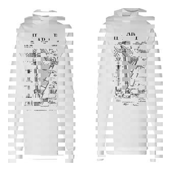 ハープ ヴィンテージ 特許ハーピスト ドローイングプリント 長袖Tシャツ - Kawaiitshirt