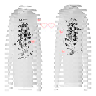 バセットハウンド ハートグラス バレンタインデー 犬 ママ 長袖Tシャツ - Kawaiitshirt