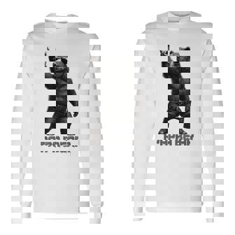 パパベア グリズリーベア ロックジェスチャー クールなパパ グリズリーベア 長袖Tシャツ - Kawaiitshirt