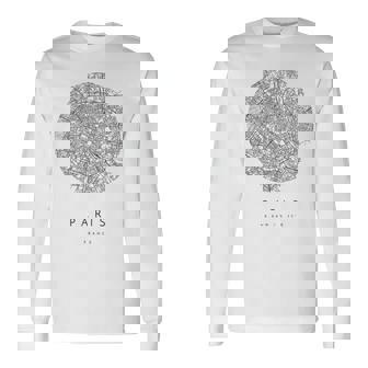 パリ フランス コーディネート 地図 故郷 長袖Tシャツ - Kawaiitshirt