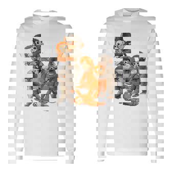 パンチ君 かわいい ポーズ 捨てられた ニホンザル モンキー パンチ 長袖Tシャツ - Kawaiitshirt